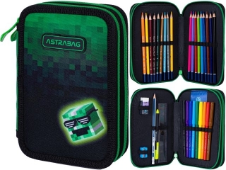 Piórnik podwójny z wyposażeniem ASTRABAG PIXEL HERO, AC21