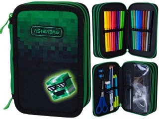 Piórnik JUMBO potrójny z wyposażeniem ASTRABAG PIXEL HERO, AC31
