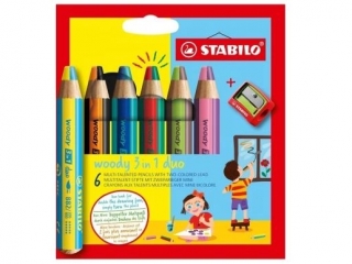 Kredka drewniana STABILO woody 3 w 1 DUO etui z temperówką 6 szt.