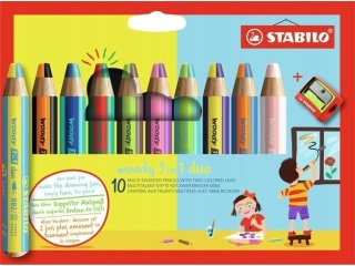 Kredka drewniana STABILO woody 3 w 1 DUO etui z temperówką 10 szt.