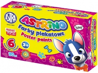 Farby plakatowe Astrino 6 kol x 20 ml [opakowanie=8szt]