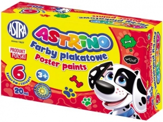 Farby plakatowe Astrino 6 kol x 20 ml [opakowanie=8szt]