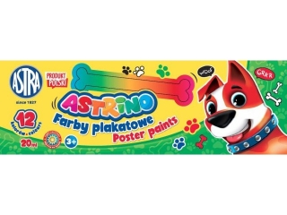 Farby plakatowe Astrino 12 kol x 20 ml [opakowanie=4szt]