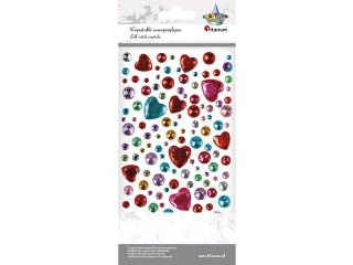 Krysztaki samoprzylepne mix serca, okrge mix kolorw 109szt.