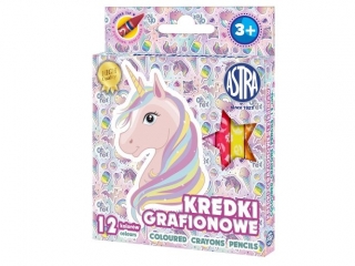 Kredki grafionowe okrge ASTRAKIDS Jednoroec - 12 kolorw - 7/85 mm [opakowanie=12szt]