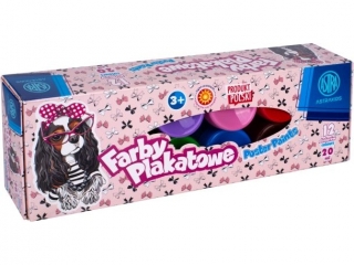 Farby plakatowe Pieski 12 kol x 20 ml [opakowanie=4szt]