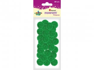 Pompony poliestrowe 25mm 30szt. zielone