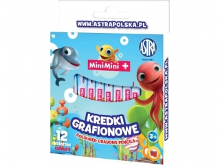 Kredki grafionowe okrge ASTRAKIDS Mini Mini - 12 kolorw - 7/85 mm [opakowanie=24szt]