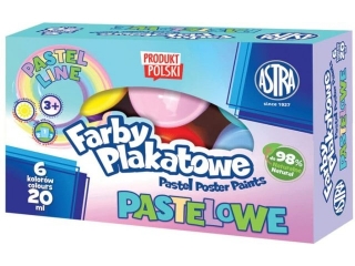 Farby plakatowe pastelowe Astra 6 kol x 20 ml STANDARD BOX [opakowanie=8szt]