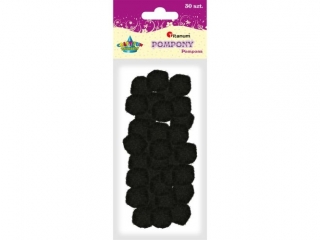 Pompony poliestrowe 25mm 30szt. czarne