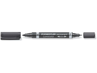 Pisak dwustronny Lumocolor Duo, wodoodporny, F 0, 6 mm i okrga 1, 5 mm, czarny, Staedtler [opakowanie=10szt]