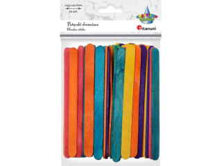 Drewniana szpatułka prosta 10x115mm kolor mix 70szt. kolory: fioletowy, pomarańczowy, jasnozielony, żółty, intensywny różowy, turkusowy
