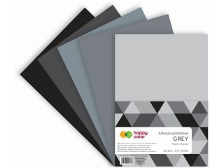 Arkusze piankowe GREY A4, 5 ark, 5 kolorw, Happy Color