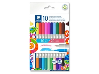 Flamaster dwustronny, 1.0-3.0 mm, 10 szt, 20 kol., Staedtler