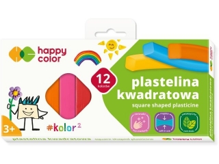 Plastelina szkolna kwadratowa, 12 kolorów, Happy Color