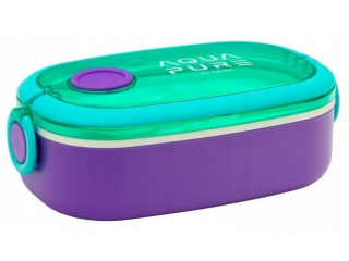 Śniadaniówka AQUA PURE ze sztuccami, mint/lavender