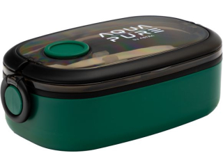 Śniadaniówka AQUA PURE ze sztuccami, green/black