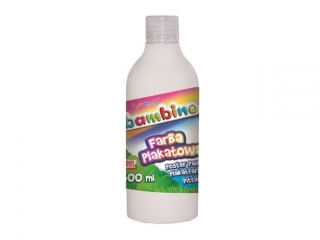 Farba plakatowa w butelce biała 500 ml ZWIERZAKI UCZNIAKI
