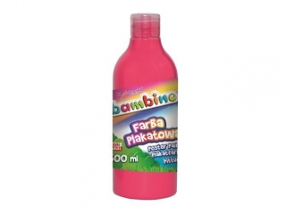 Farba plakatowa w butelce różowa 500 ml ZWIERZAKI UCZNIAKI