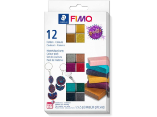Zestaw FIMO effect, Sparkle, 12 kostek x 25g, Staedtler