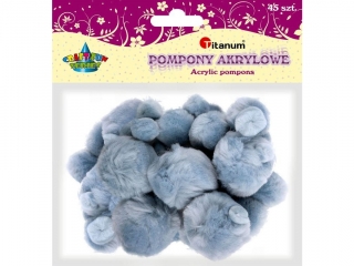Pompony akrylowe mix rozmiarów 45szt. szare TITWLK
