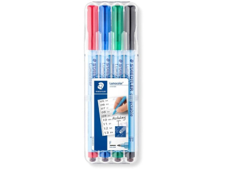 Pisak usuwalny Lumocolor, F, 4 kol. w etui, Staedtler