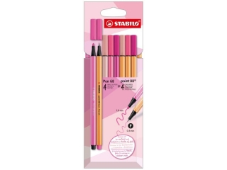 Zestaw Cienkopis STABILO point 88/Flamaster Pen 68 etui 8 szt. Różowa Edycja Specjalna