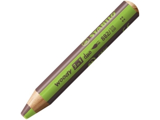 Kredka drewniana STABILO woody 3 w 1 DUO jasnozielona/brązowa