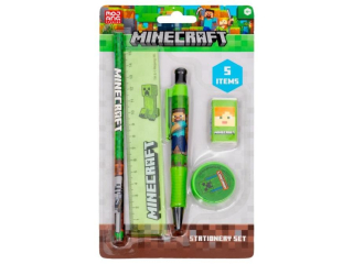 Zestaw pi�mienniczy MINECRAFT 5 el. (linijka, gumka, temper�wka, 2 o��wki) - blister [opakowanie=48szt]