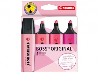 Zakrelacz STABILO BOSS ORIGINAL etui 4 szt. Rowa Edycja Specjalna  [opakowanie=5szt]