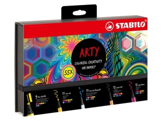Zestaw Cienkopis STABILO point 88/Flamaster Pen 68/Flamaster Pen 68 brush/Flamaster Pen 68 MAX/Cienkopis PointMax -  pudeko kartonowe z zawieszk 55 