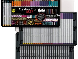 Zestaw Cienkopis STABILO point 88/Flamaster Pen 68/Flamaster Pen 68 brush - STABILO Creative Tips - etui metalowe 50 sztuk ARTY