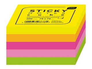 Blok karteczek samoprz.75x75mm NEON [opakowanie=6szt]