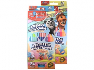 INSPIRIA PASTELOVE - KREDKI TRÓJKĄTNE DWUSTRONNE 12 SZT. 24 KOL. 7680