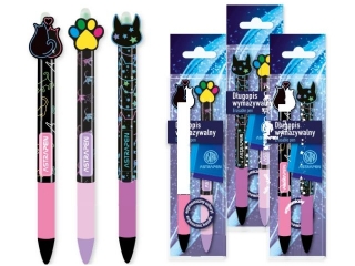 Dugopis automatyczny wymazywalny z gumowym uchwytem 0, 5 mm ASTRAPEN OOPS! CATS - 2 szt. PET box [opakowanie=24szt]