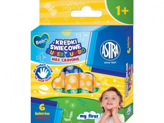 Kredki wiecowe okrge SUPER JUMBO ASTRA BABY - 6 kolorw  - 14/85 mm [opakowanie=24szt]
