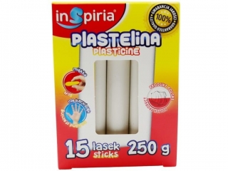 INSPIRIA PLASTELINA - KOMPLET: 15 LASEK - 250 G - BIAŁA 9820