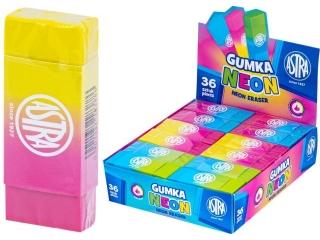 Gumka dwukolorowa neonowa ASTRA - display 36 szt. [opakowanie=36szt]