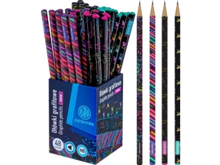 Owki grafitowe trjktne HB ASTRAPEN - Neon/Cats - 48 szt. drum