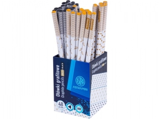 Owki grafitowe trjktne HB ASTRAPEN - Gold and Black - 48 szt. drum [opakowanie=48szt]