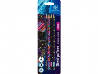 Owki grafitowe trjktne HB ASTRAPEN - Neon/Cats - 4 szt. blister [opakowanie=24szt]
