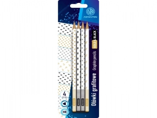 Owki grafitowe trjktne HB ASTRAPEN - Gold and Black - 4 szt. blister [opakowanie=24szt]