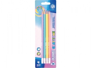 Owki grafitowe trjktne HB z gumk i miark ASTRA PASTEL LINE - 4 szt. blister [opakowanie=24szt]