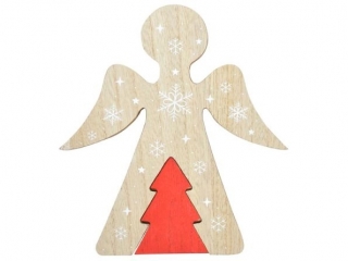 Anioł drewniany MDF brązowy 19x17x1, 8cm JK-1824B