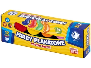 Farby plakatowe Astra 12 kol x 20 ml STANDARD BOX [opakowanie=4szt]