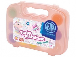 Farby plakatowe Jednorożec Astra Kids 12 kol x 20 ml - walizka