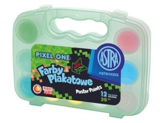 Farby plakatowe Pixel One Astra Kids 12 kol x 20 ml - walizka