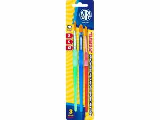 Zestaw pdzli ASTRA nylon. uchwyt silikon. 3 szt.  [opakowanie=10szt]