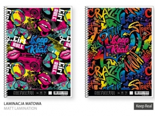 Ko�ozeszyt A4+ kratka 80k papier bia�y, "Keep Real" [opakowanie=4szt]