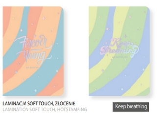 Brulion A5 kratka 80K bia�y papier, "Keep breathing" [opakowanie=4szt]